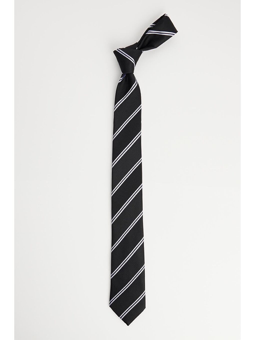 Siyah Klasik Cep Mendilli Desenli Kravat-2