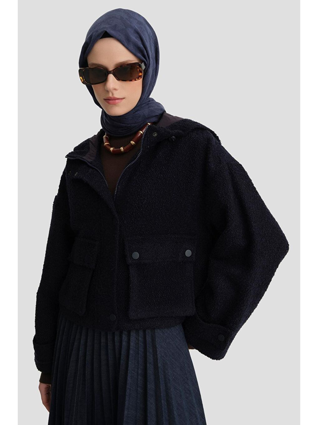 Tüvit Kumaşlı Mont 24K5702 Lacivert-2