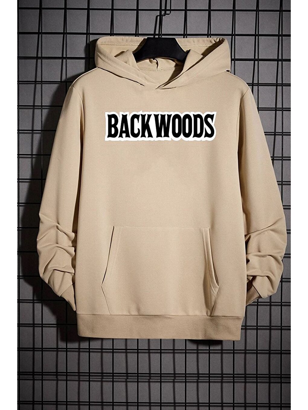 uyguntarz Bej Unisex Backwoods Baskılı Sweatshirt