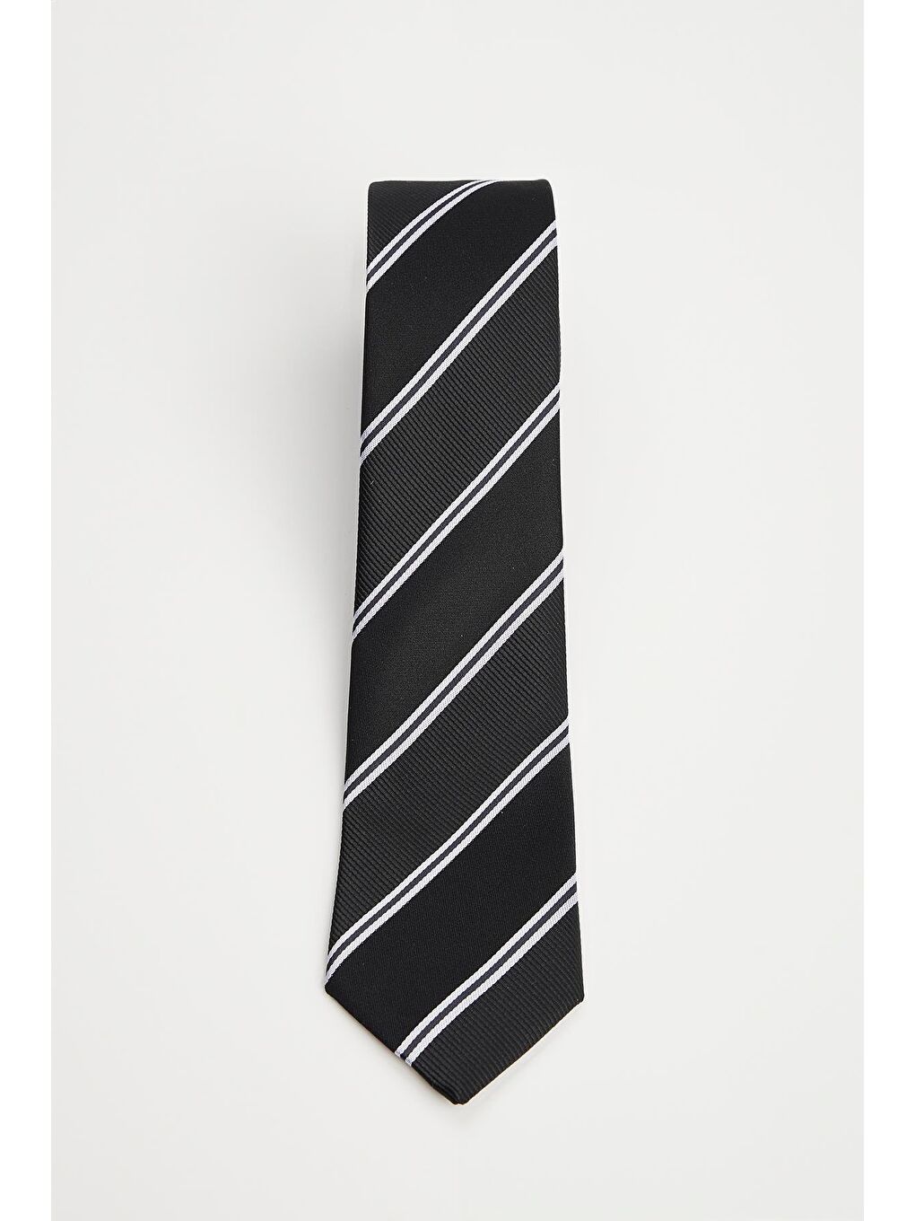 Siyah Klasik Cep Mendilli Desenli Kravat-3