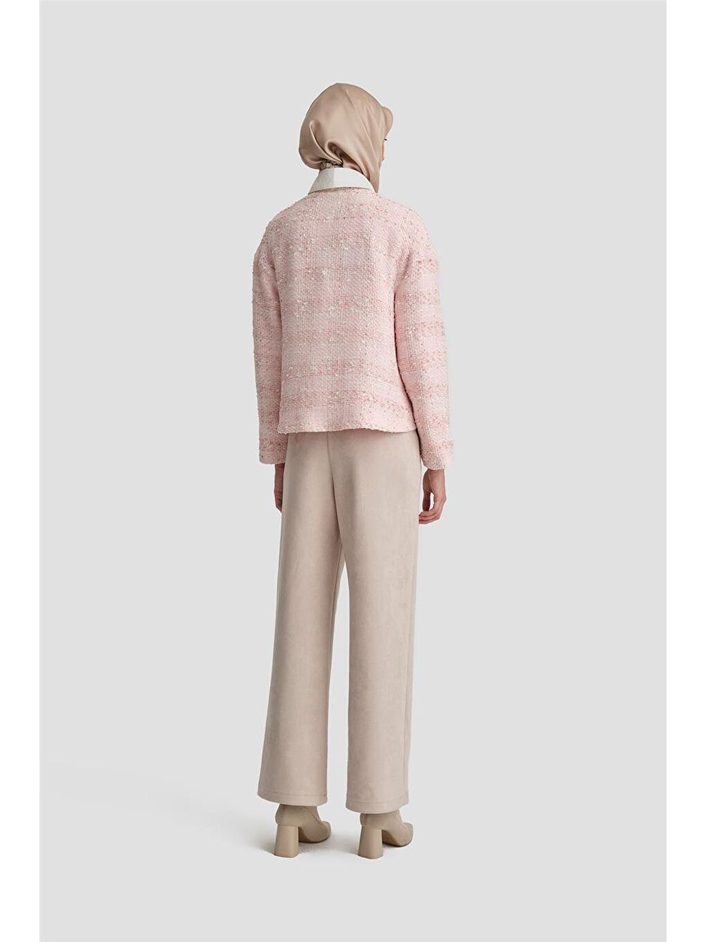 Pamuk İçerikli Tüvıt Ceket 24K5706 Pembe-4