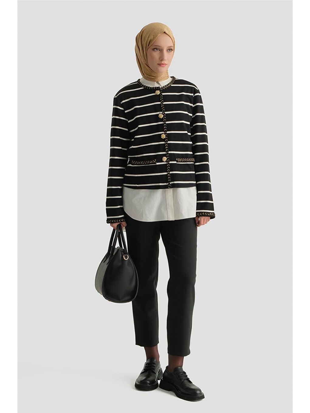 Çizgili Ceket Siyah-1