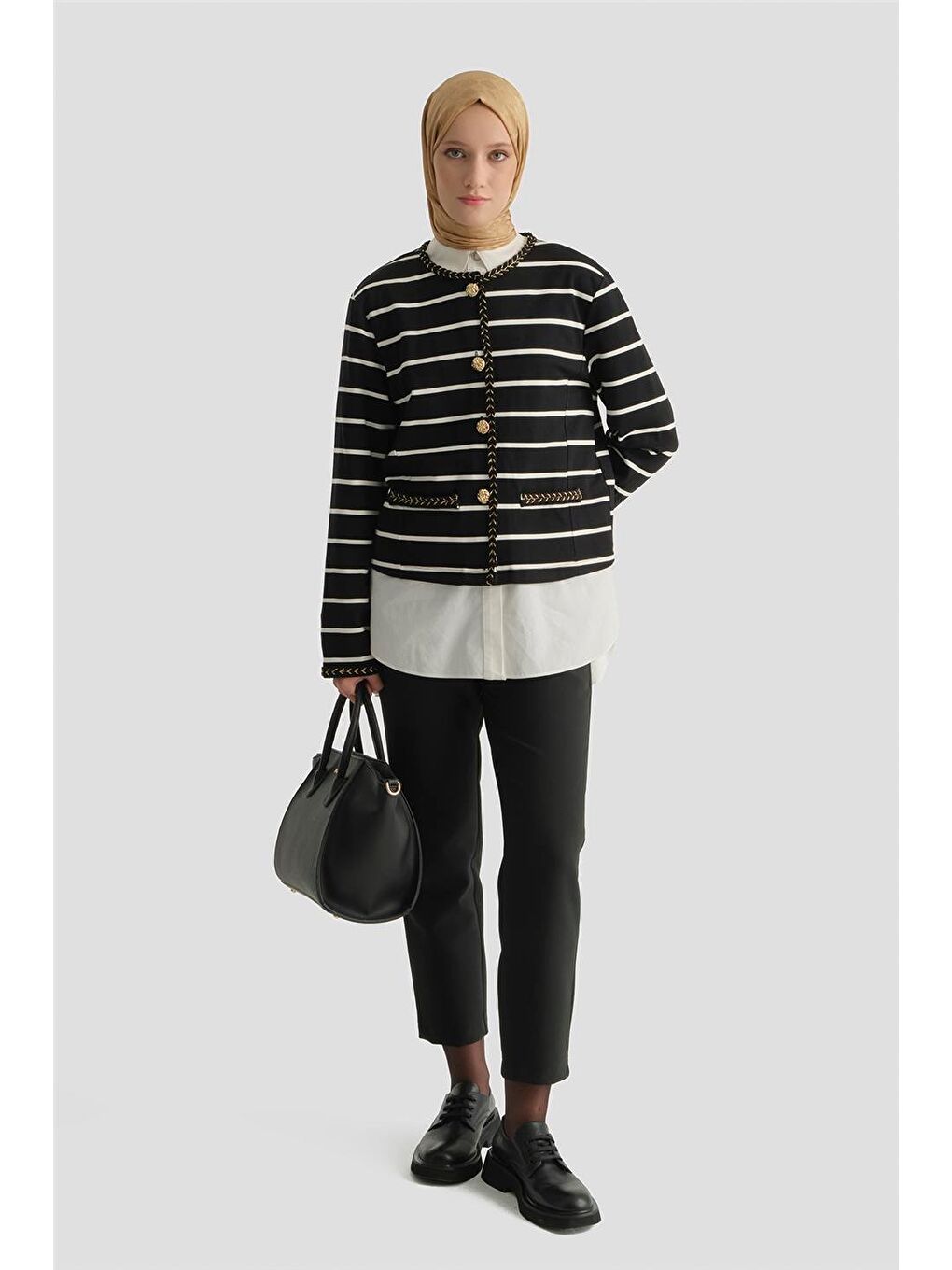 Çizgili Ceket Siyah-3