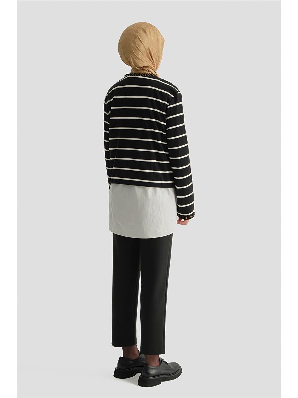 Çizgili Ceket Siyah-5