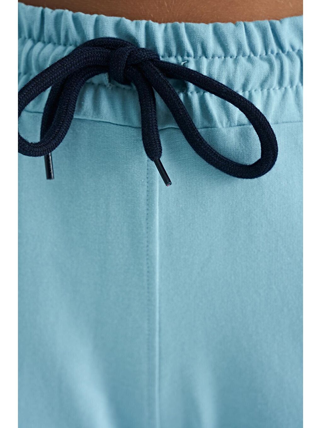 Açık Mavi Baskı Detaylı Düşük Omuzlu Truvakar Kol Basıc Oversize Kadın Eşofman Takım - 02107-2