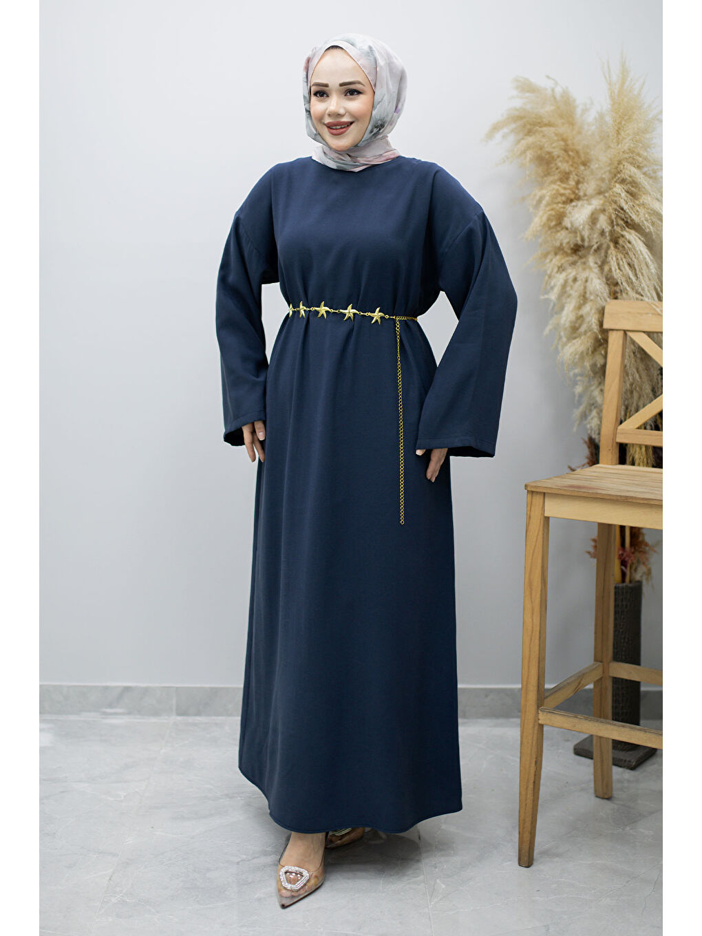 Zincir Kemerli Elbise TSD260191 Lacivert