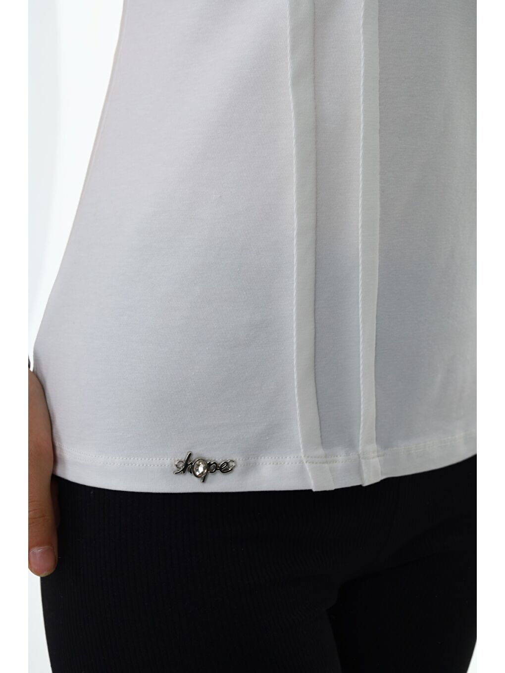 Ekru Kız Çocuk Bisiklet Yaka Kısa Kollu Pileli Tişört-4