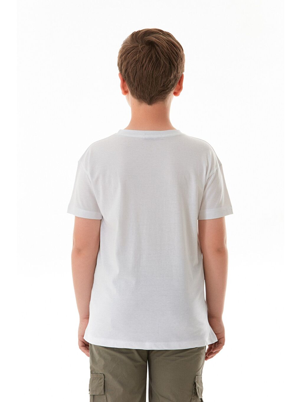 Beyaz Yazı Baskılı Bisiklet Yaka Erkek Çocuk Tişört-3