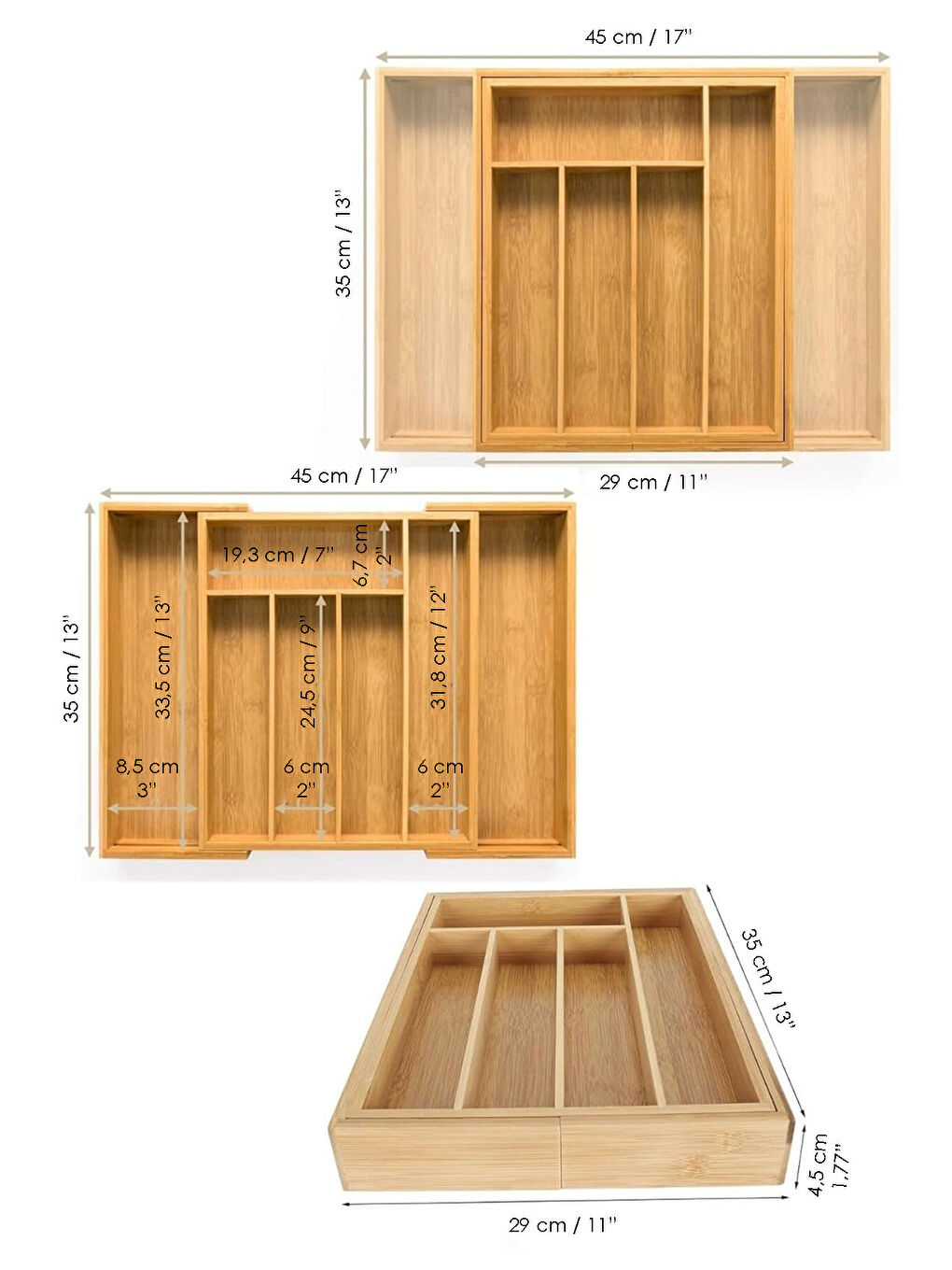 Bej Ayarlanabilir Bambu Kaşıklık-5