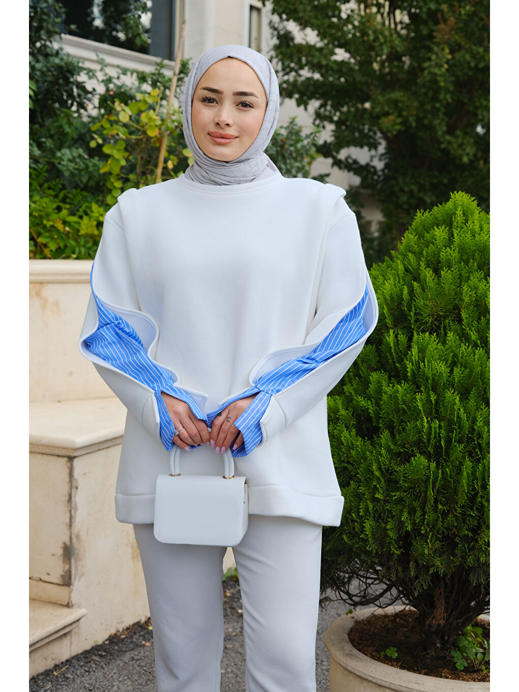 Gömlek Detay Sweat  Beyaz