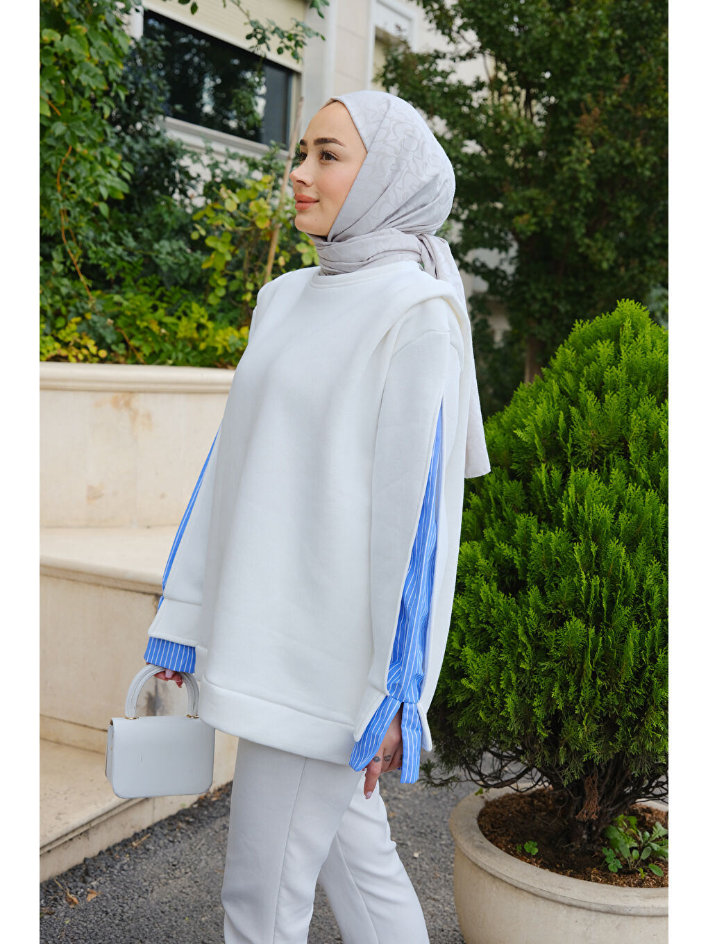 Gömlek Detay Sweat  Beyaz-1