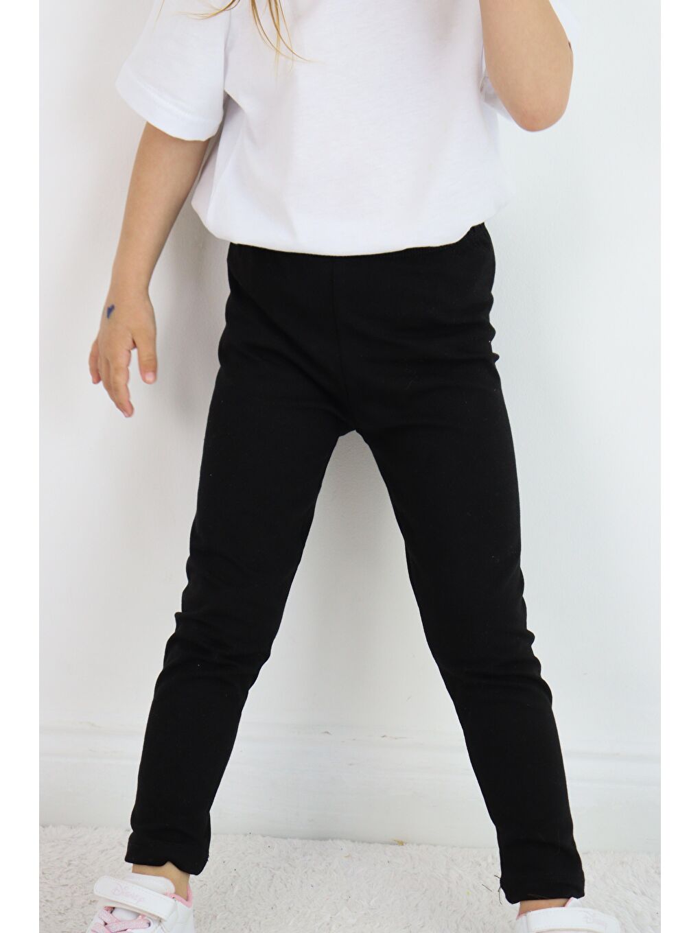 Siyah Basic Kız Çocuk Tayt %100 Pamuk 6 Ay 5 Yaş-3