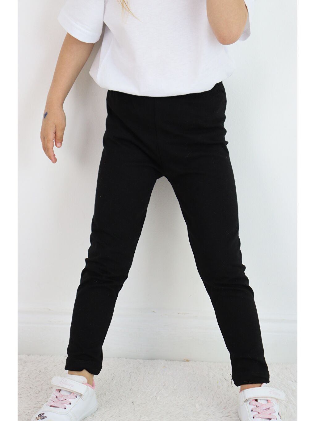 Siyah Basic Kız Çocuk Tayt %100 Pamuk 6 Ay 5 Yaş-4