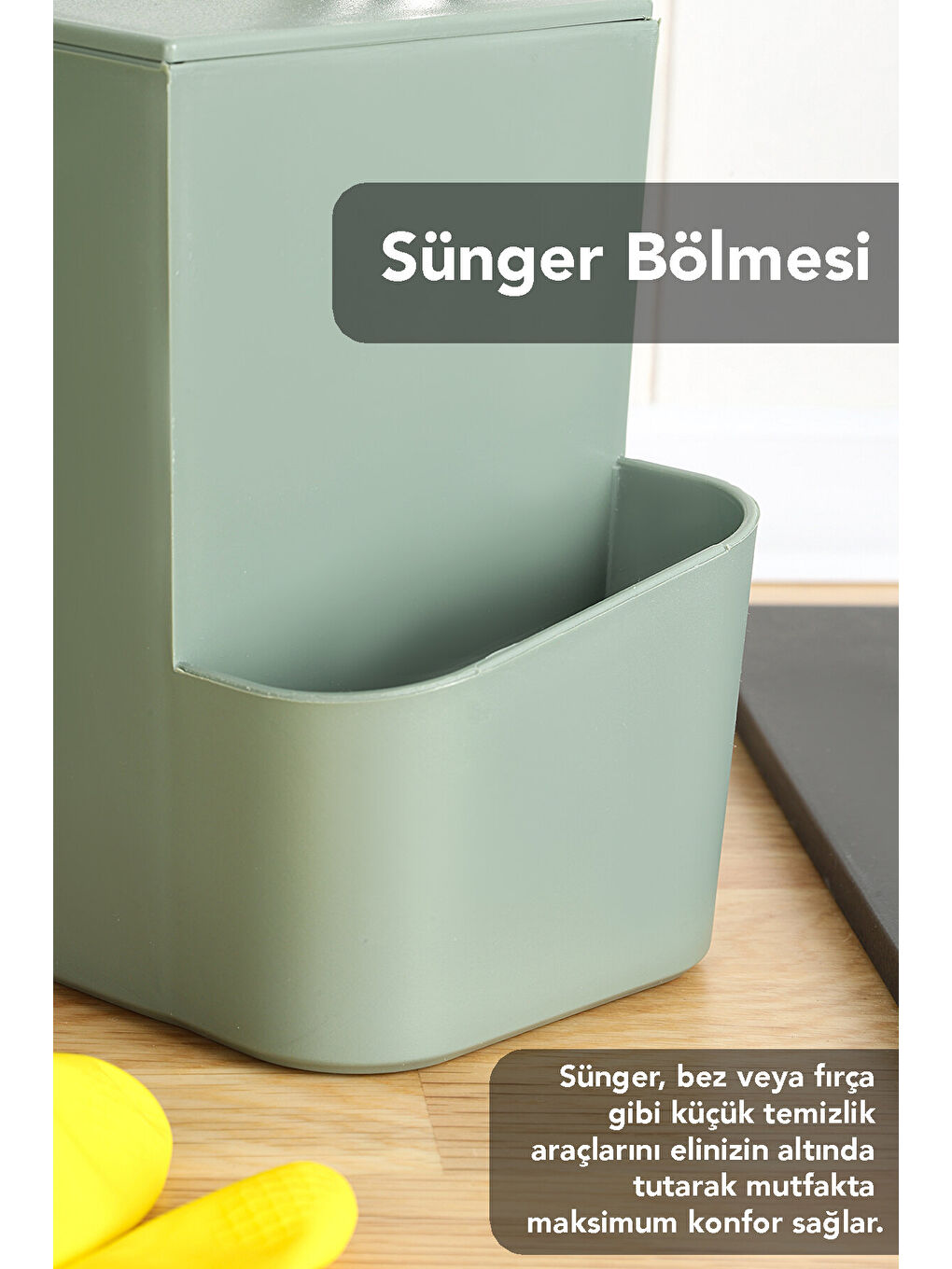 Yeşil 2'li Süngerlik Bölmeli Sıvı Sabunluk-2