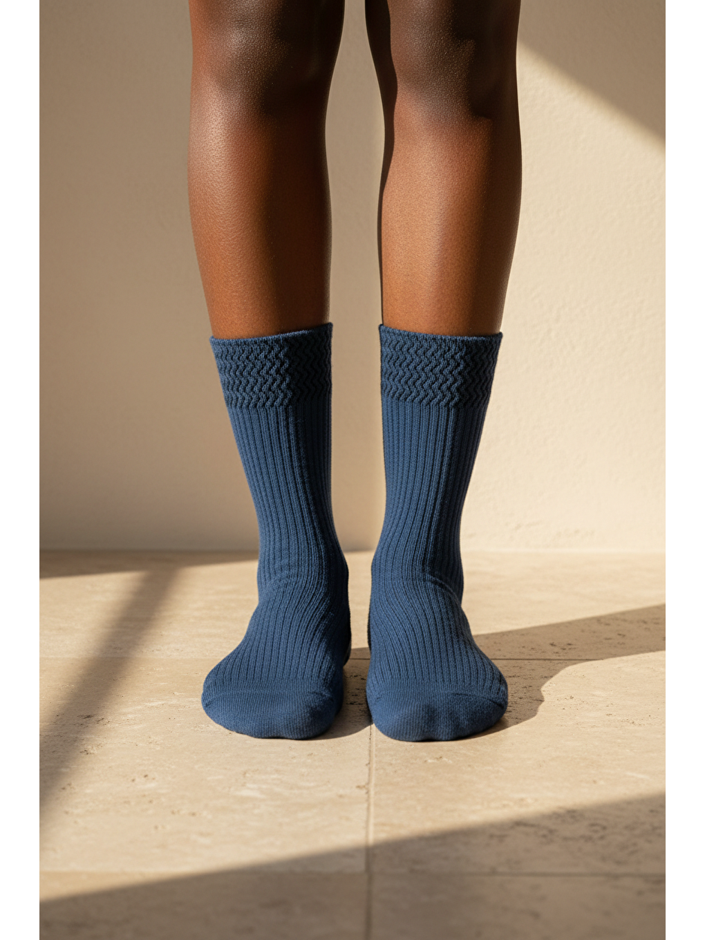 Kadın Örgü Desenli Soket Çorap Lacivert-1