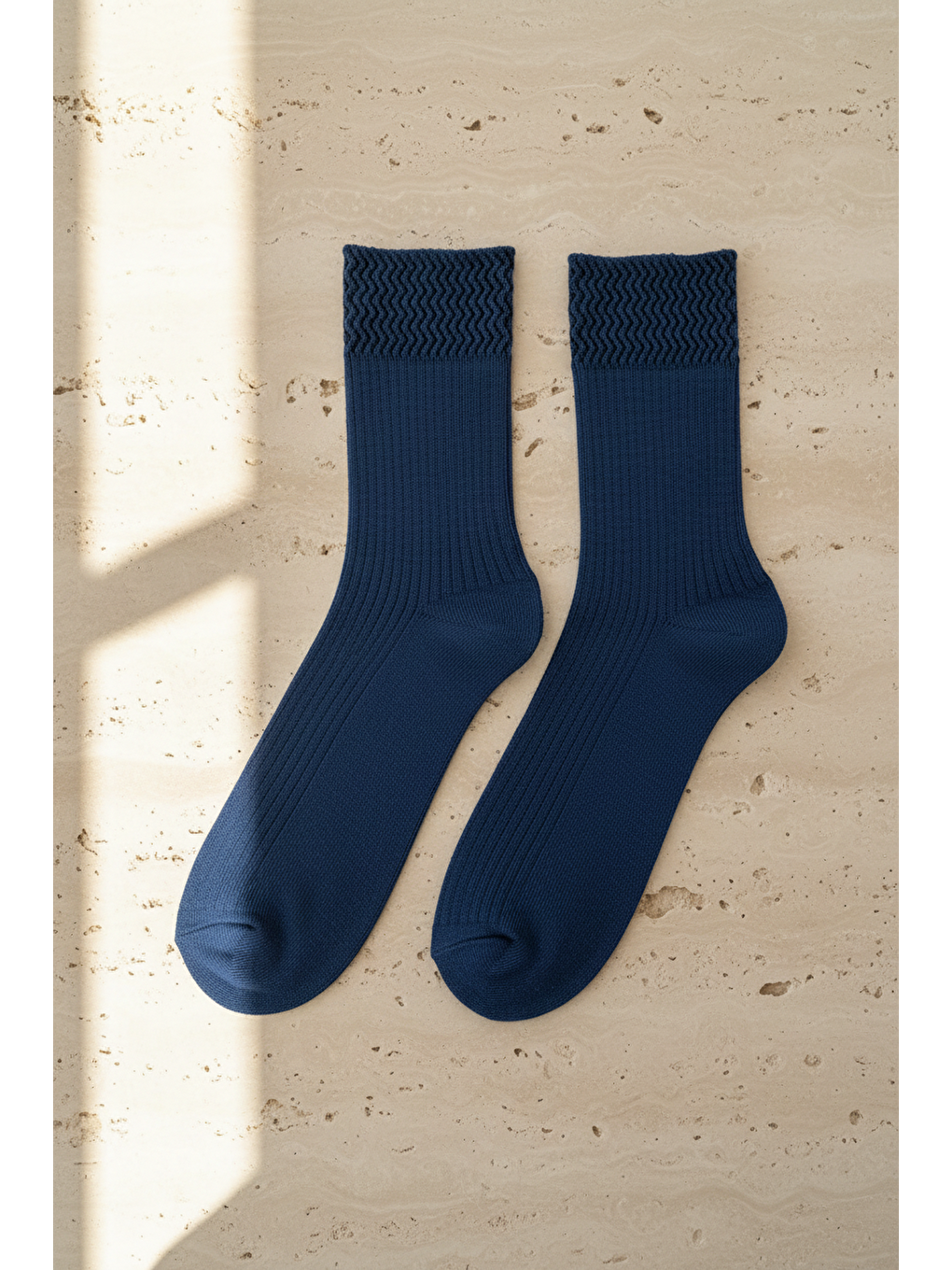Kadın Örgü Desenli Soket Çorap Lacivert-2