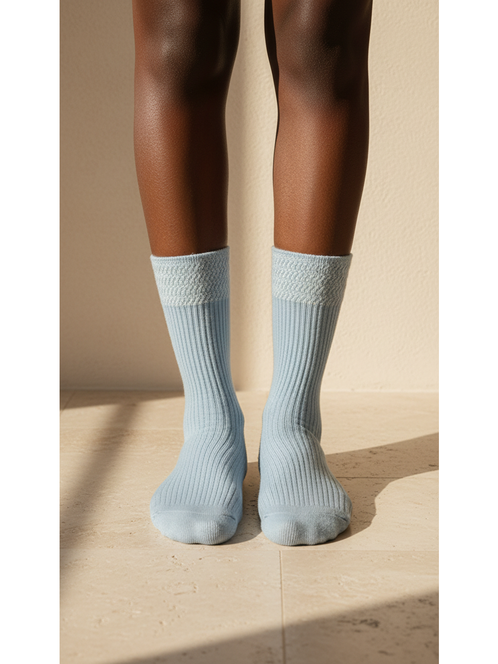 Kadın Örgü Desenli Soket Çorap Mavi-1