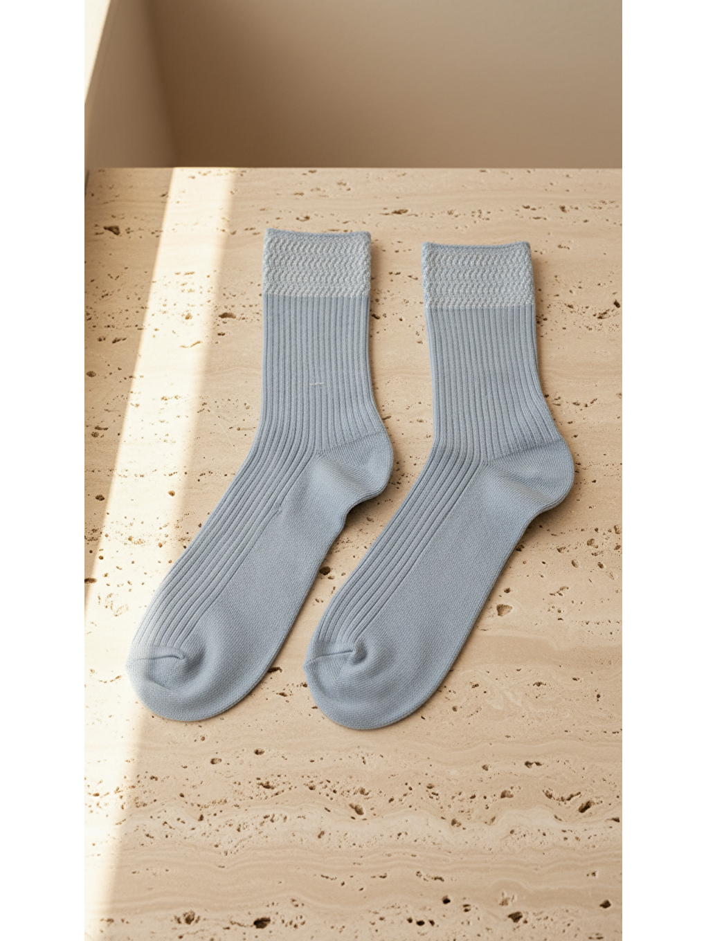 Kadın Örgü Desenli Soket Çorap Mavi-2