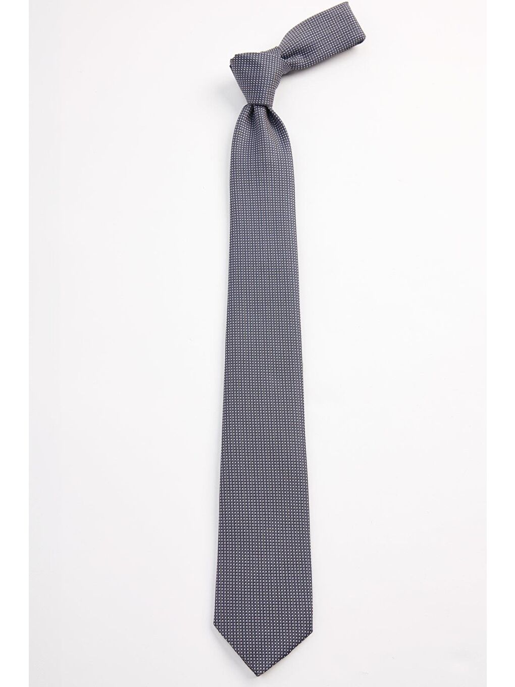Gri Klasik Cep Mendilli Desenli Kravat-1