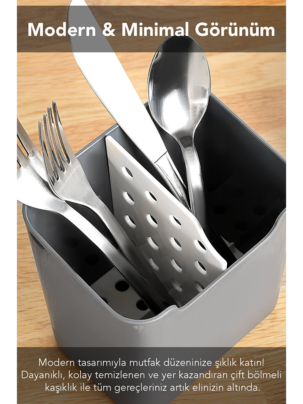 Gri Luna Tezgah Üstü Kaşıklık-1