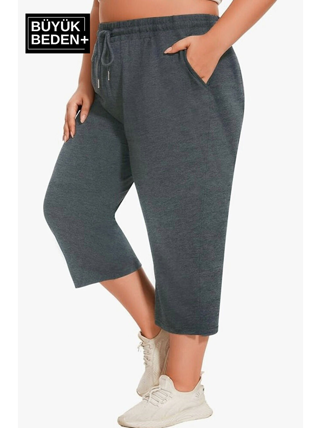 Gri Kadın Büyük Beden Şort SPR25BSRK91-1