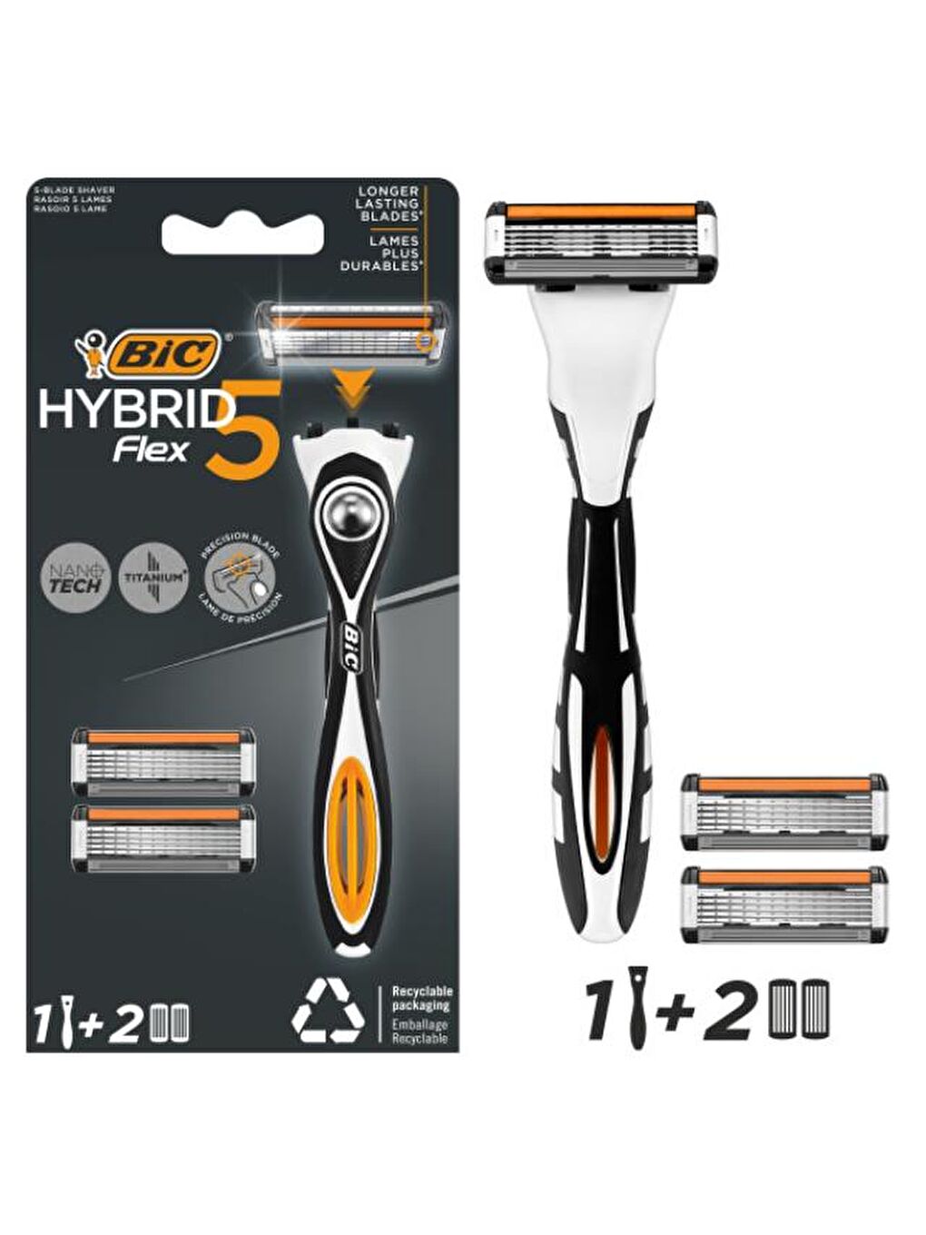 Bic Renksiz Flex 5 Hybrid Erkek Tıraş Bıçağı 1 Sap + 2 Başlık (5 Bıçak)