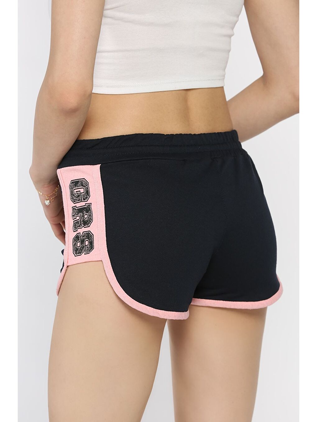 Lacivert Kadın Baskılı Mini Şort-2