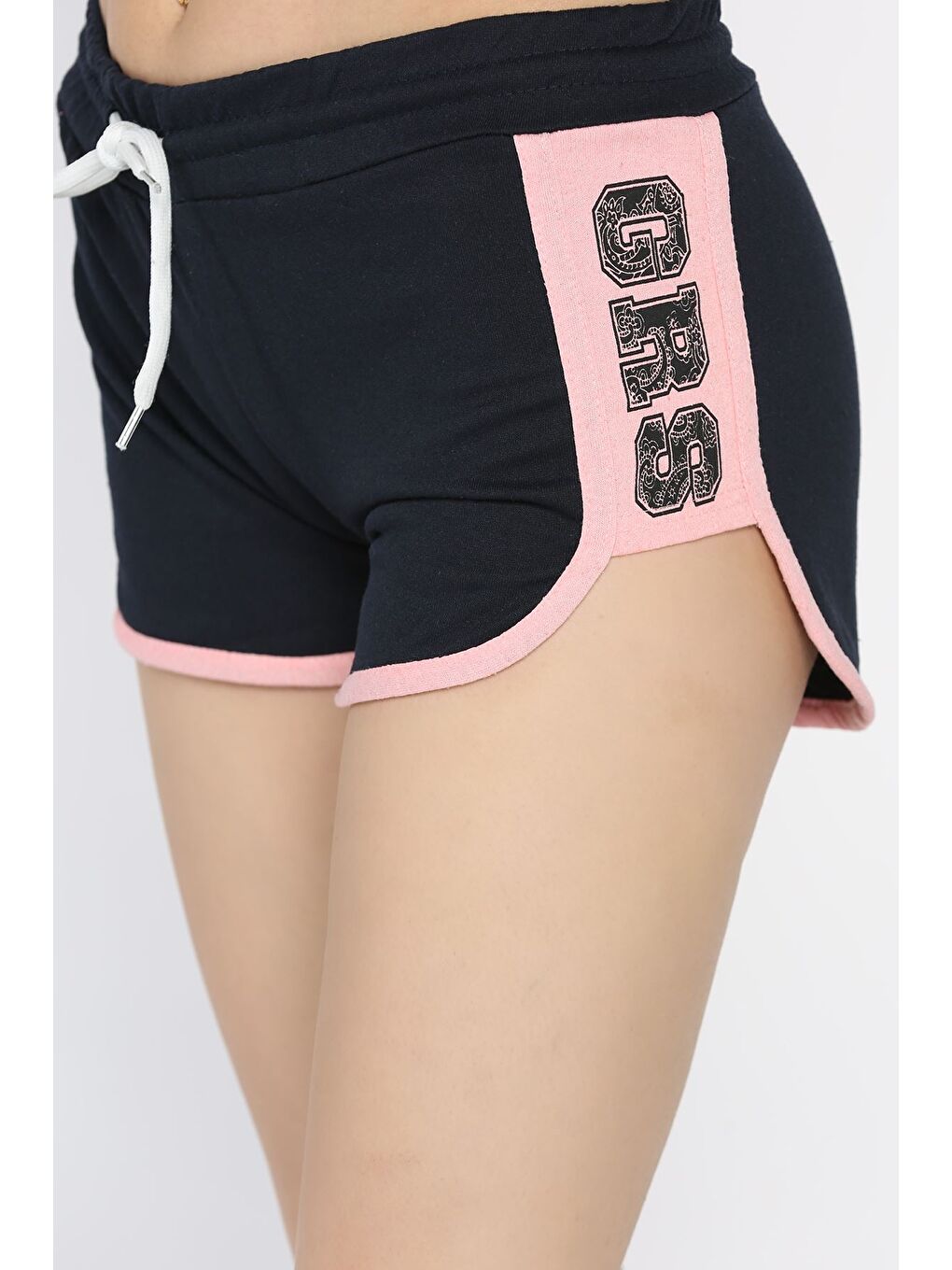 Lacivert Kadın Baskılı Mini Şort-3