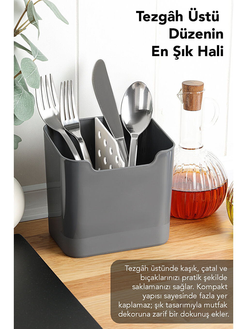 Gri Luna Tezgah Üstü Kaşıklık-3