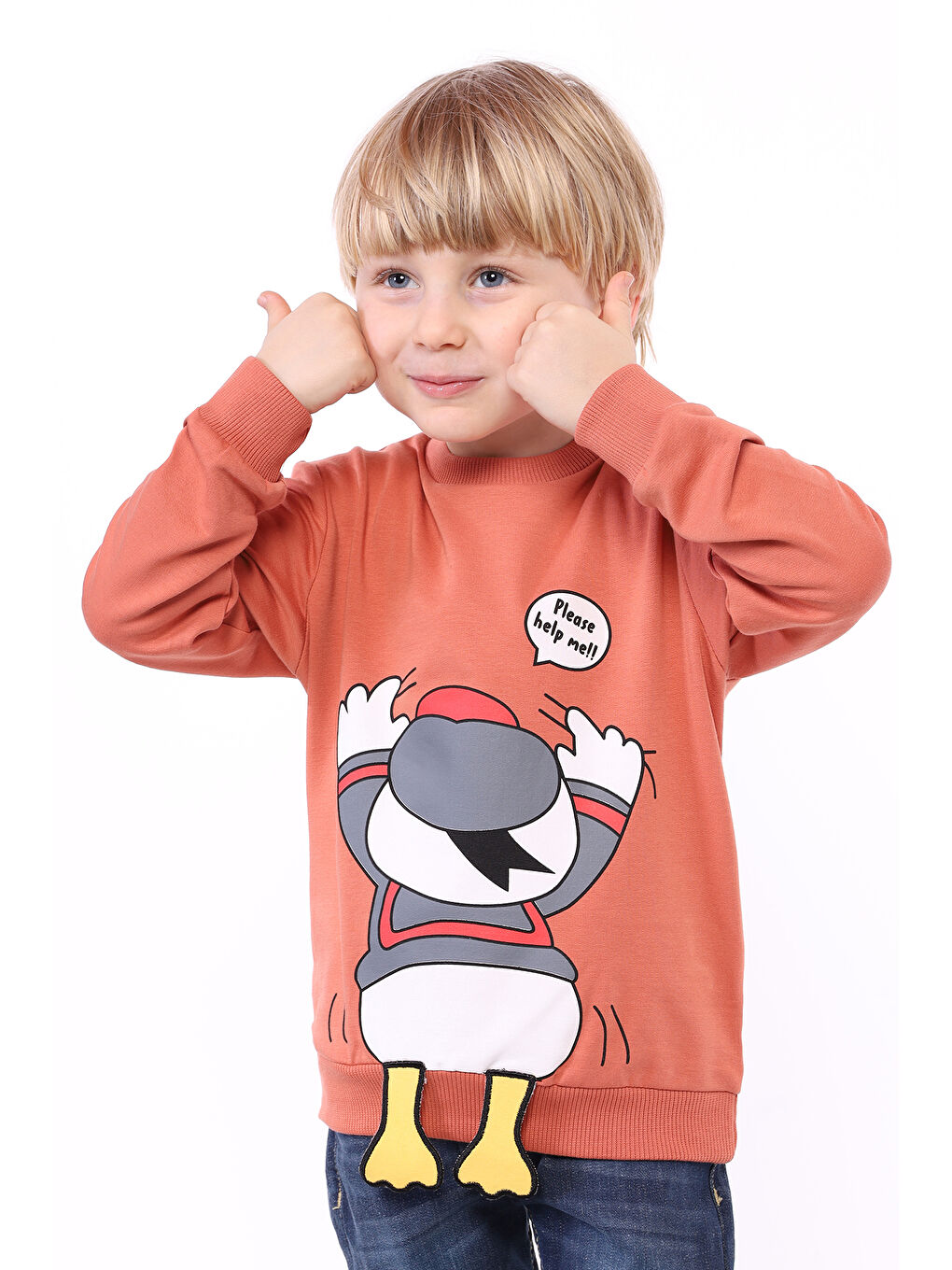 Kahverengi Erkek Çocuk Baskılı Sweatshirt-1