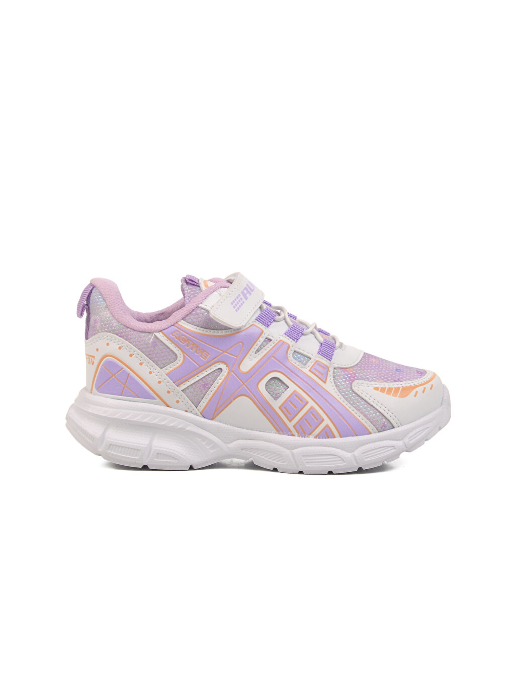 Beyaz Lila Cırtlı Fileli Hafif Kız Çocuk Spor Ayakkabı Ruffon F