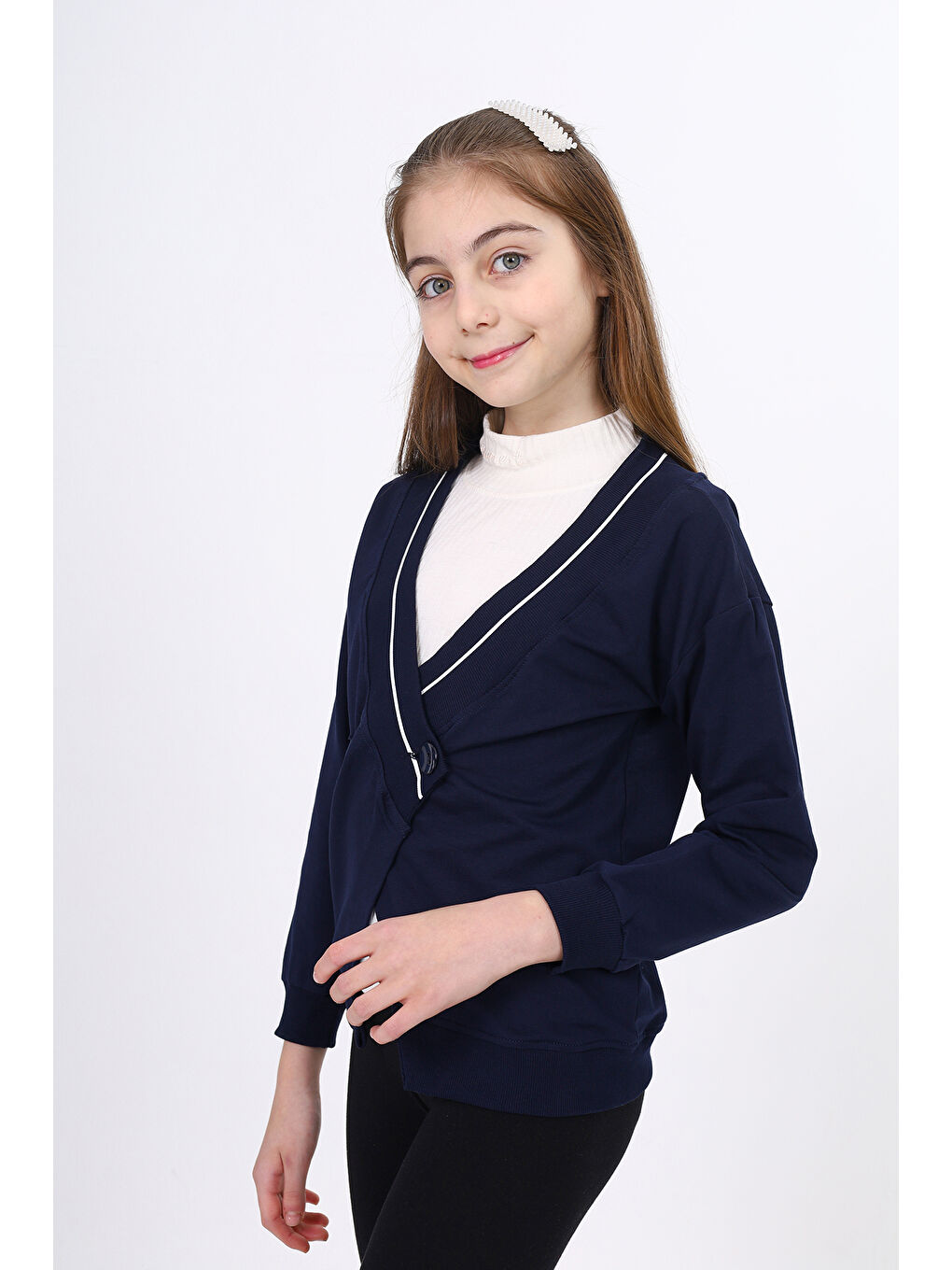 Lacivert Kız Çocuk Okul Hırka-1