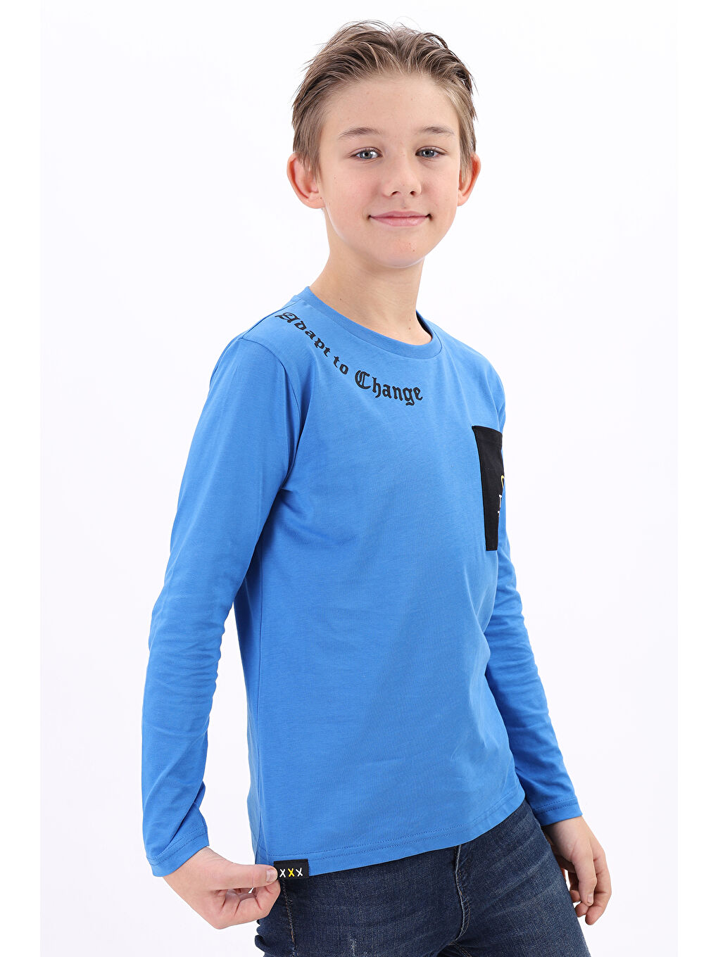 Mavi Erkek Çocuk Baskılı Tişört-1