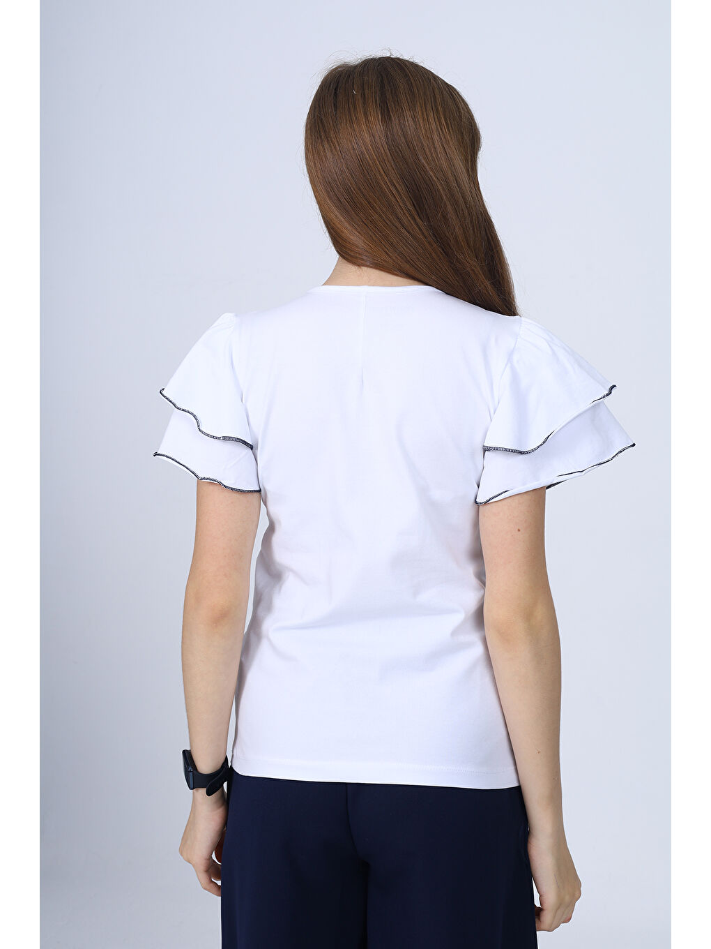 Beyaz Kız Çocuk Okul Tişört-3