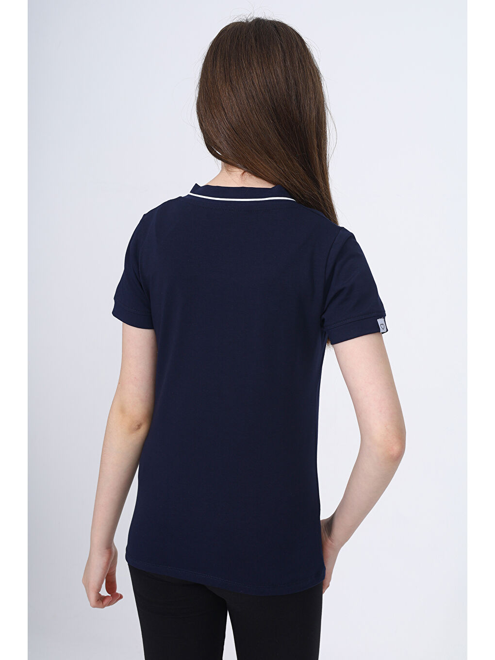 Lacivert Kız Çocuk Okul Tişört-3