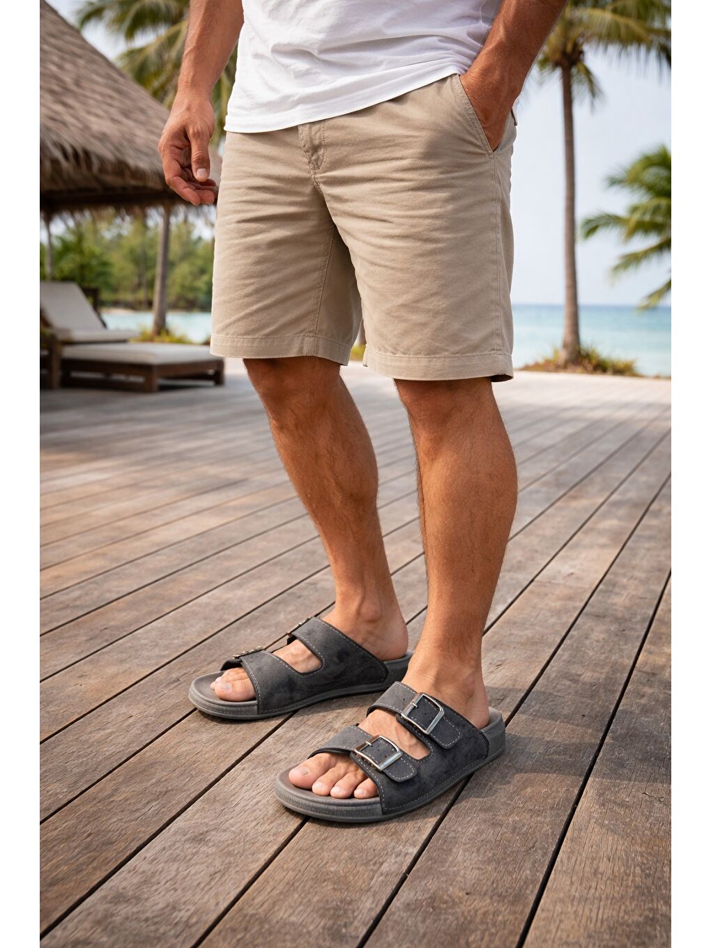 Gri RANGER Erkek Terlik Dış Mekan ve Ev Terliği-1