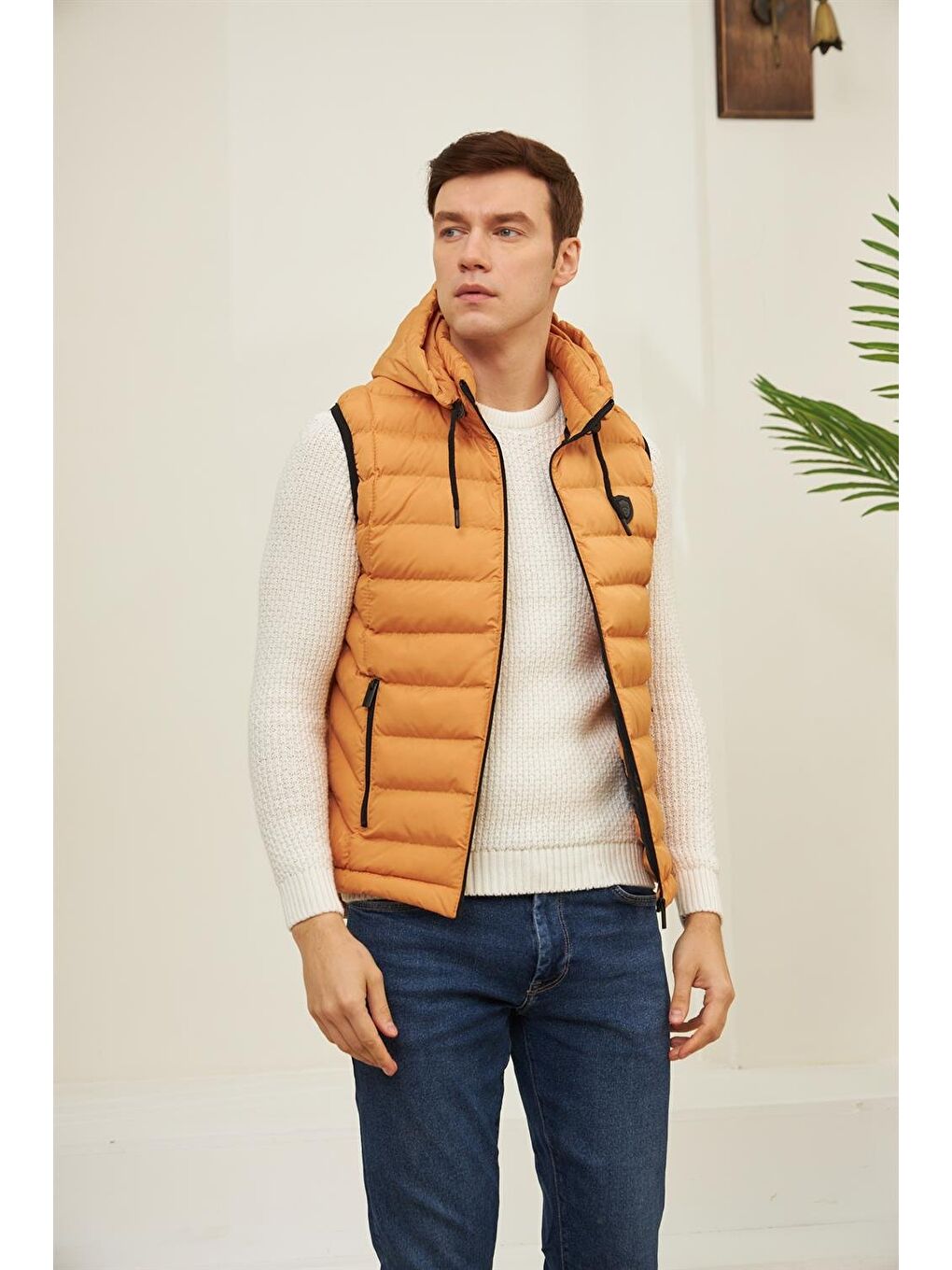 Sarı Erkek Spor Şişme Yelek Hardal