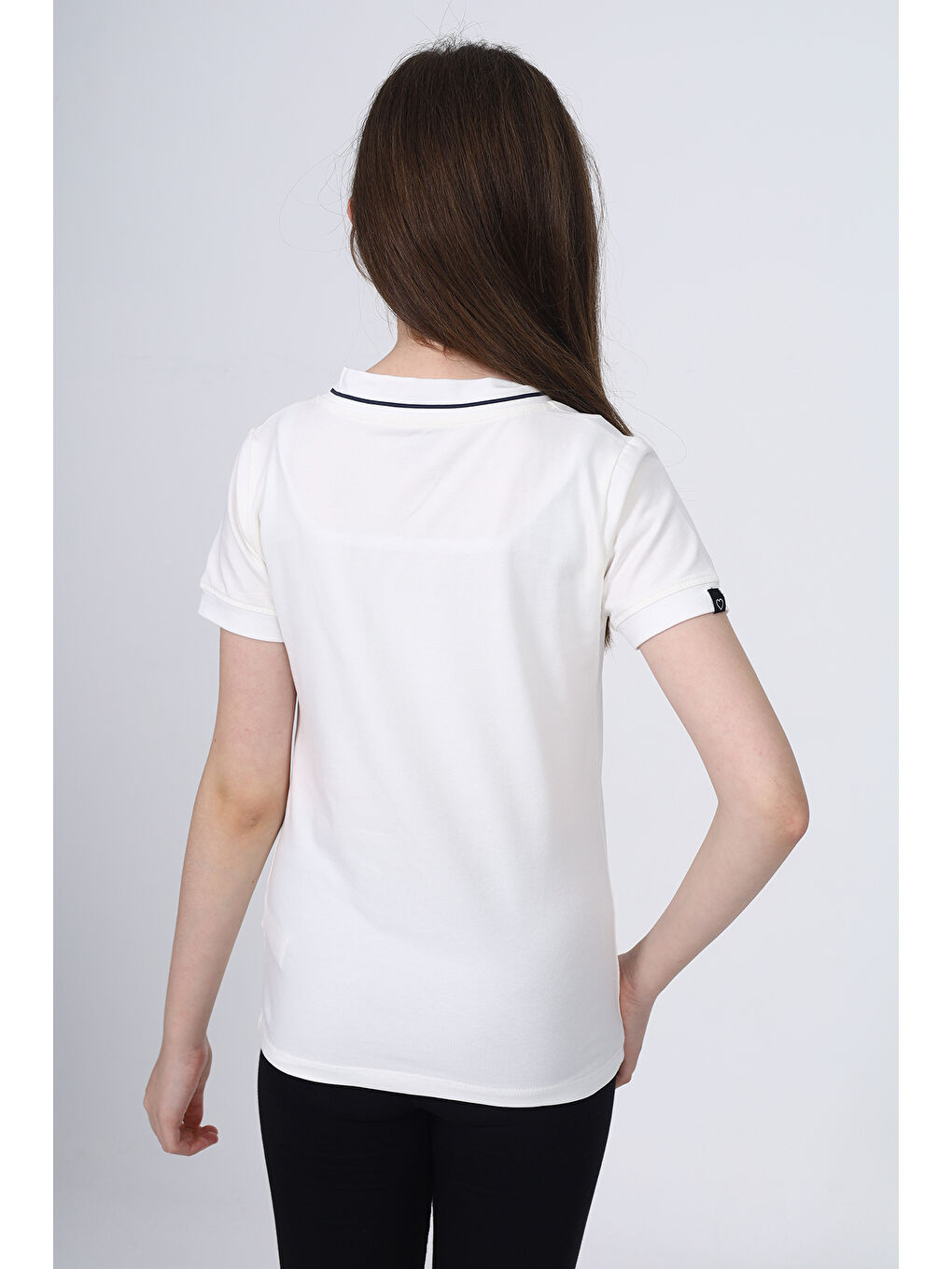 Ekru Kız Çocuk Okul Tişört-2