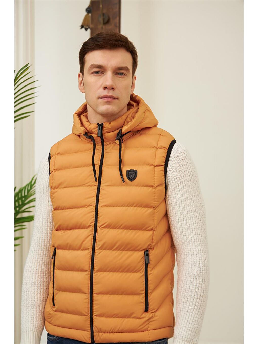 Sarı Erkek Spor Şişme Yelek Hardal-3