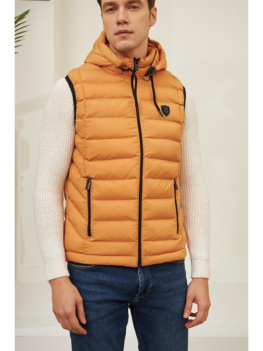 Sarı Erkek Spor Şişme Yelek Hardal-4