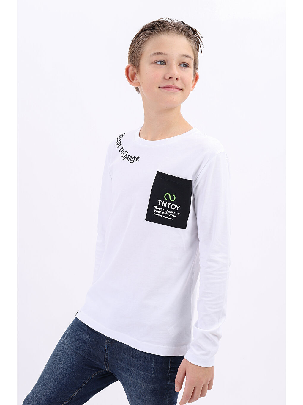 Beyaz Erkek Çocuk Baskılı Tişört-1