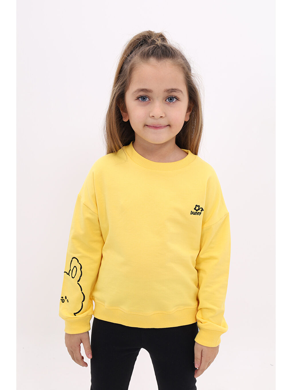 Toontoykids Koyu Sarı Kız Çocuk Nakışlı Sweatshirt