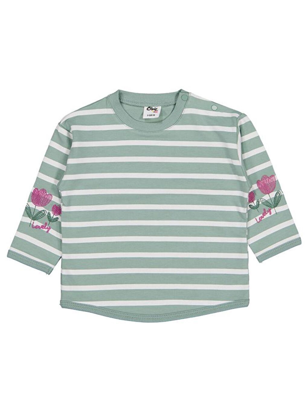 Baby Çizgi Emp. Çiçek Nakışlı 6-18 Ay Sweatshirt - Yeşil 18-24 Ay