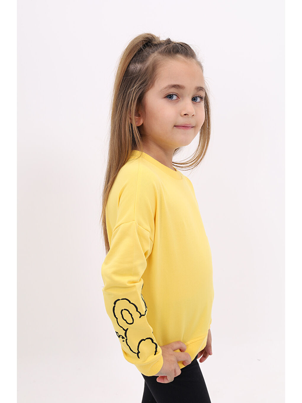 Toontoykids Koyu Sarı Kız Çocuk Nakışlı Sweatshirt - 2