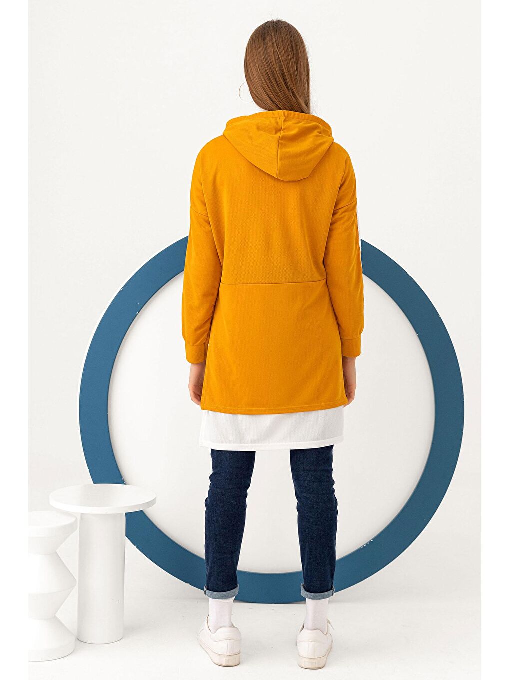 Kapüşonlu Yaka Kadın Sarı Garnılı Tunık - 3242-5
