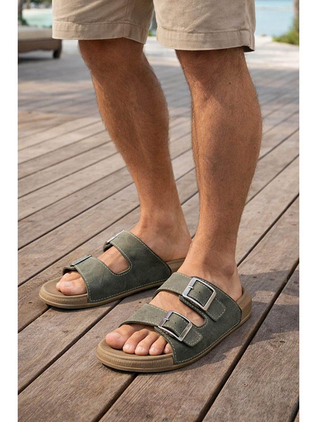 Haki RANGER Erkek Terlik Dış Mekan ve Ev Terliği