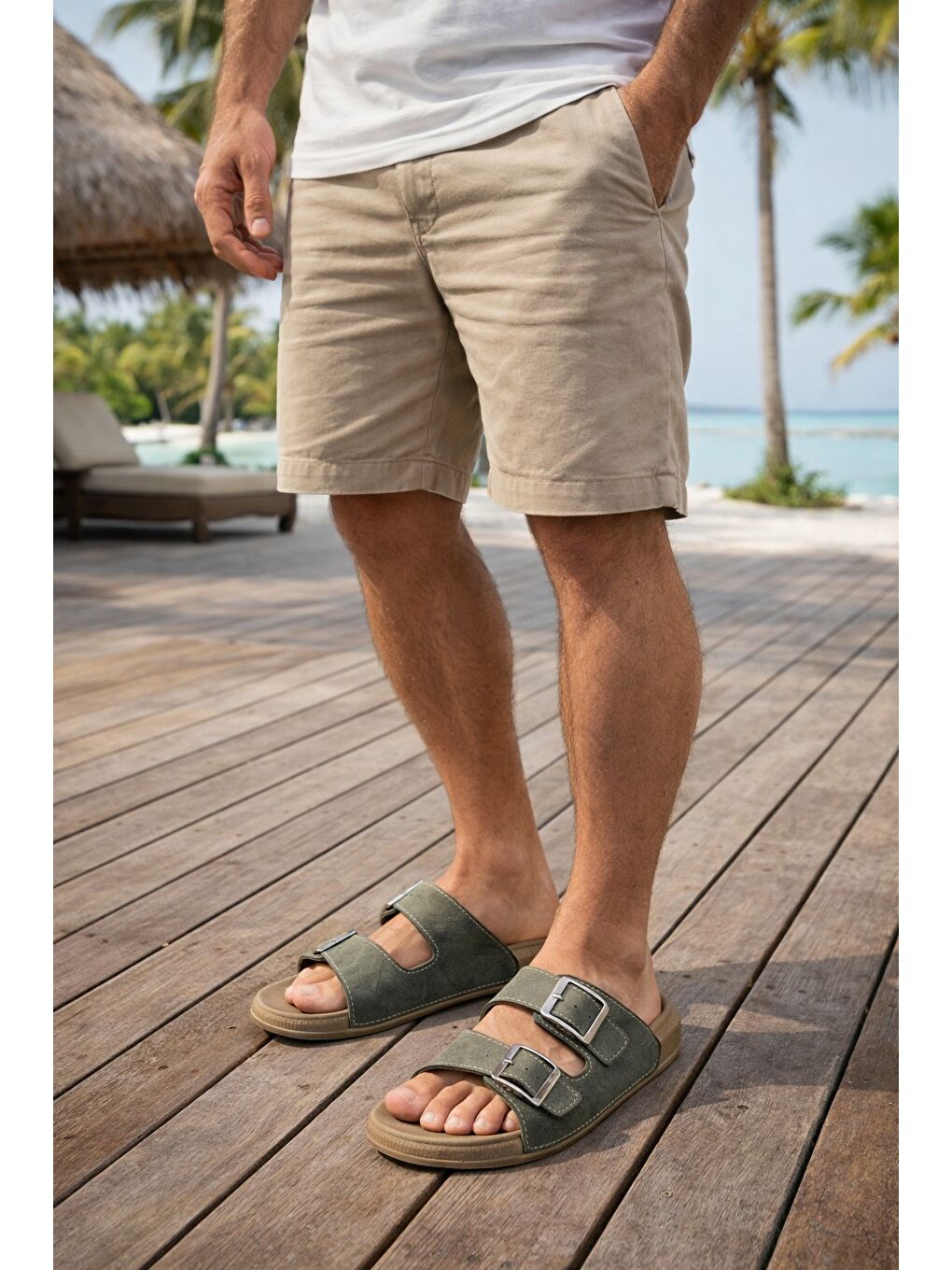 Haki RANGER Erkek Terlik Dış Mekan ve Ev Terliği-1