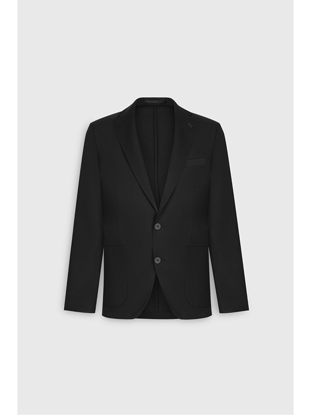 Erkek Siyah Slim Fit Dar Kesim Mono Yaka Beli Bağlamalı Diagonal Desenli Torba Cepli Takım Elbise-6