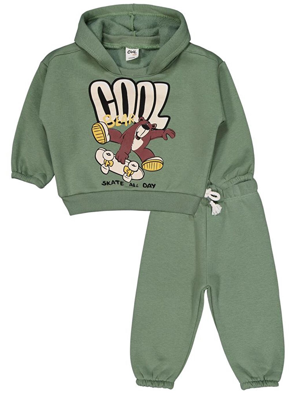 Baby Ayıcık Baskılı 6-18 Ay Takım - Haki 9-12 Ay