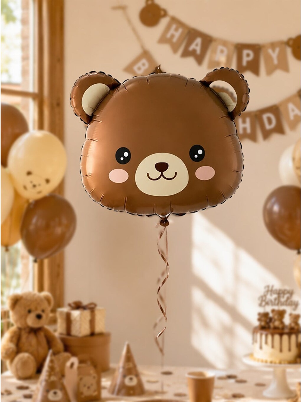 Karışık Sevimli Ayıcık Temalı Folyo Balon Doğum Günü Parti Dekoru 60 cm